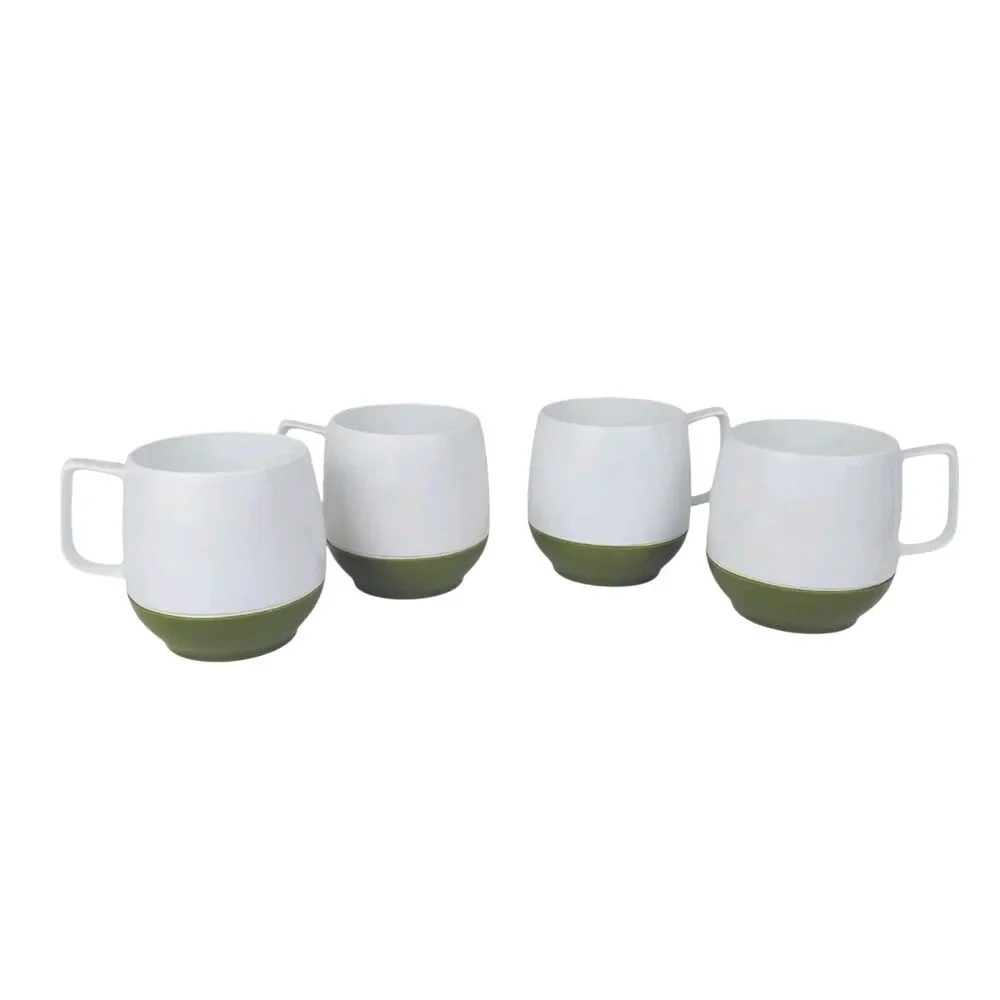 Set Of 4 Vtg Plastic Thermos Insulated Avocado Green Mugs King Seeley MCM 70's